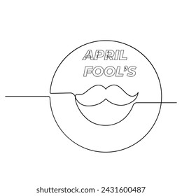 April fools day continuous one line art drawing vector design and illustration