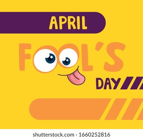 april fools day with crazy eyes vector illustration design