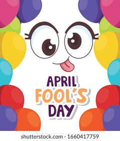 april fools day with crazy eyes vector illustration design