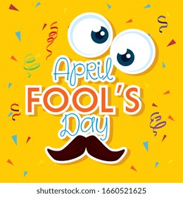 april fools day with crazy eyes vector illustration design