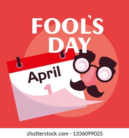 april fools day with crazy face accessories and calendar