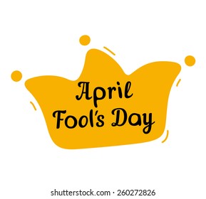 April Fools Day design with jester hat and text