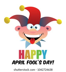 April fools day, Dumb Happy Cartoon Joker Face vector illustration