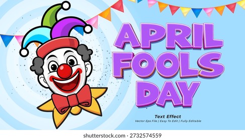 April fools day editable text effect cartoon style