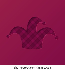 April fool's day emblem with jester hat. Vector illustration.