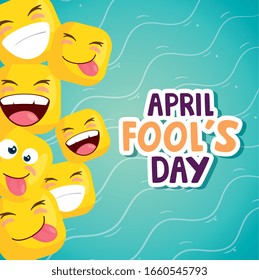 April Fools Day With Emoticons Vector Illustration Design