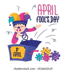 April Fools Day flat design, celebration with Covid-19 outbreak 