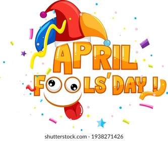 April Fool's Day font logo with Jester hat illustration