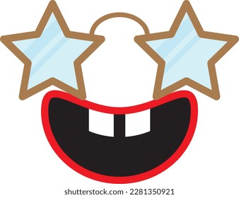 April Fool's Day Funny Glasses Vector Flat Icon. Happy April 1st Prank Disguise. Clown Smile Star Sunglasses Illustration. Happy April Fools Day Joker Mask. Halloween and Birthday Props.