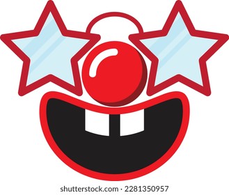 April Fool's Day Funny Glasses Vector Flat Icon. Happy April 1st Prank Disguise. Clown Red Nose Smile Star Sunglasses Illustration. Happy April Fools Day Joker Mask. Halloween and Birthday Props.