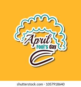 April fools day. Funny sticker for 1st April. Vector illustration