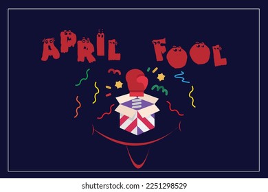 April fools day greeting vector, April fool's day design with explosive prank box