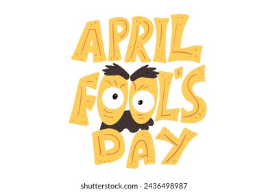 April fools day hand drawn text lettering isolated on white background. Holiday banner. Vector doodle illustration.