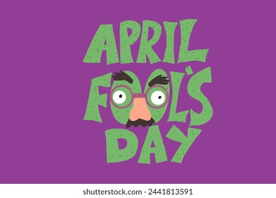 April fools day hand drawn text lettering card. Holiday banner. Vector doodle illustration.