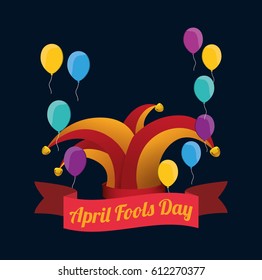 april fools day hat joker balloons background
