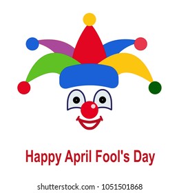 April fool's day. Icon of a clown in a colorful hat.