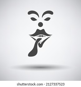 April Fool's Day Icon. Dark Gray on Gray Background With Round Shadow. Vector Illustration.