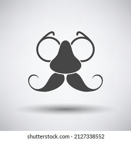April Fool's Day Icon. Dark Gray on Gray Background With Round Shadow. Vector Illustration.