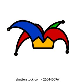 April Fool's Day Icon. Editable Bold Outline With Color Fill Design. Vector Illustration.