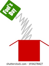 April Fool's Day Icon. Flat Color Design. Surprise box. Vector Illustration.