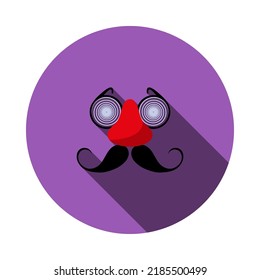 April Fool's Day Icon. Flat Circle Stencil Design With Long Shadow. Vector Illustration.