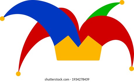 April Fool's Day Icon. Harlequin hat. Flat Color Design. Vector Illustration.