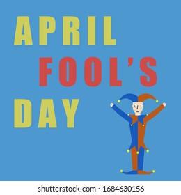 April Fools Day illustration with jester.  1st April Banner with clown.
April Fools Day picture for greeting card, ad, promotion, poster, flier, blog, article, marketing, signage.