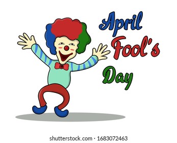 April Fools Day illustration vintage, clown laugh silly full of comedy.