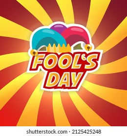 April fools day isolated on sunburst background. Happy april fools day design. April mop vector illustration