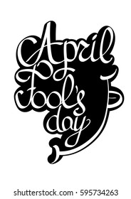 April Fools day, isolated sticker, calligraphy lettering with smile, word design template, vector illustration