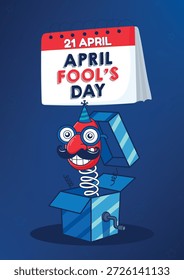 Día de los Inocentes de Abril Jack en la Caja Ilustración vectorial de Anuncio de Vertical Sorpresa