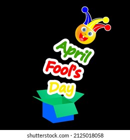 April fools day jester smiley box, vector art illustration.
