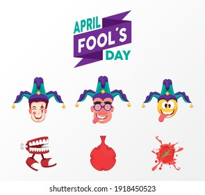 april folletos diarios con seis iconos diseño de ilustración vectorial