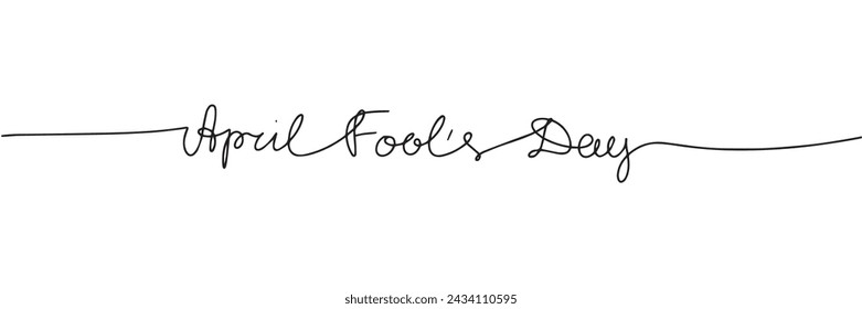 April Fool's Day line art text banner. Hand drawn vector art.