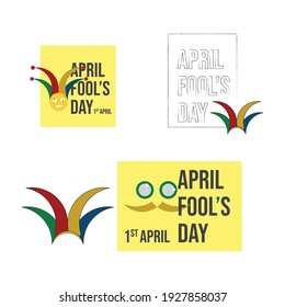 april fool's day logo,icon, banner,t-shirt design,illustration with laughing teeth, smiling joker, punching fist round aprill fools text illustration concept. vector eps 10. colourful design.funny