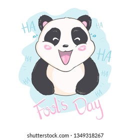 April fool's day message with cute panda