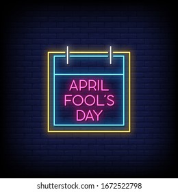 April Fool's day Neon Signs Style Text Vector