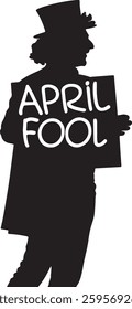 April fool's day notice cartoon silhouette vetor design.