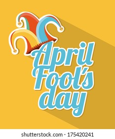 April Fools Day Over Yellow Background Vector Illustration