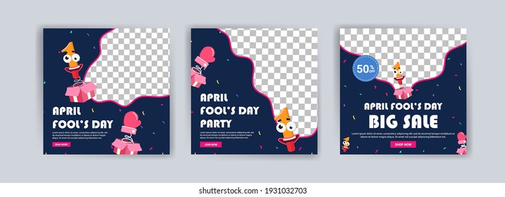 April fool's day. April fool's day party. April fool's day sale. Social media templates for april fool's day.