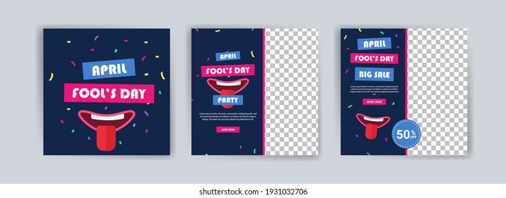 April fool's day. April fool's day party. April fool's day sale. Social media templates for april fool's day.