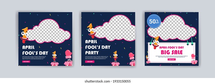 April fool's day. April fool's day party. April fool's day sale. Social media templates for april fool's day.