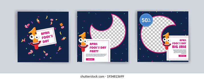 April fool's day. April fool's day party. April fool's day sale. Social media templates for april fool's day.