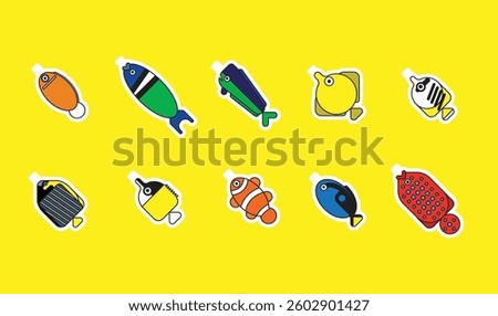 April Fools Day Poisson d Avril Funny Fish Set Vector Cartoon Character