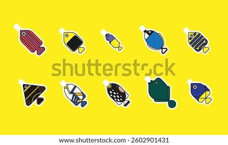April Fools Day Poisson d Avril Funny Fish Set Vector Cartoon Character 2