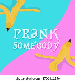 April fools day poster. Banana peel - Vector