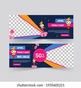 April Fools Day. April Fools Day Poster And Banner Template. Holiday Shopping. Banners Vector For Social Media Ads, Web Ads, Business Messages, Discount Flyers And Big Sale Banner.