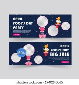 April Fools Day. April Fools Day Poster And Banner Template. Holiday Shopping. Banners Vector For Social Media Ads, Web Ads, Business Messages, Discount Flyers And Big Sale Banner.