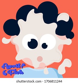 April fools day poster. Cake in the man face. Cake smash - Vector