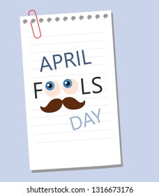 April Fool's Day poster on a notebook with a paper clip